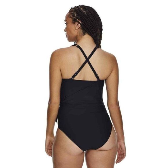 Birdsong Slimming Wrap Underwire One-Piece Swimsuit, Black, 14, 42C 40D 38E NEW - Picture 3 of 16